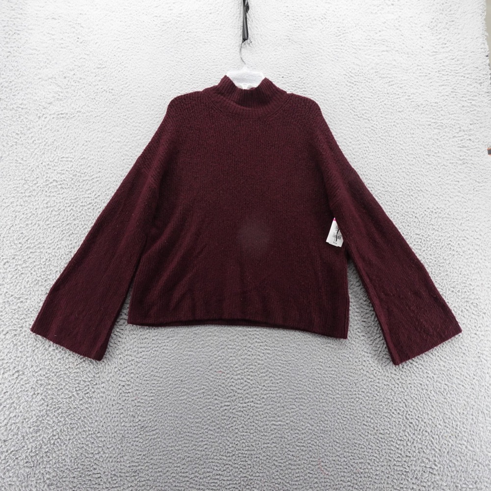 French‎ Connection Mock Neck Bell Sleeve Sweater Burgundy Size Medium NEW